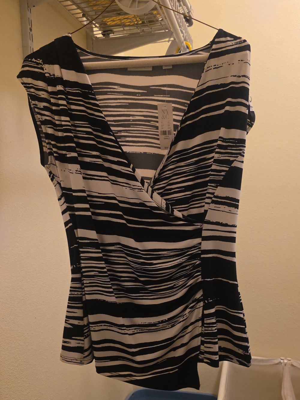 New York & Company Gray and White Striped Sleeveless Top